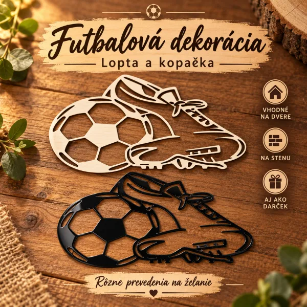 Futbalová dekorácia – lopta a kopačka