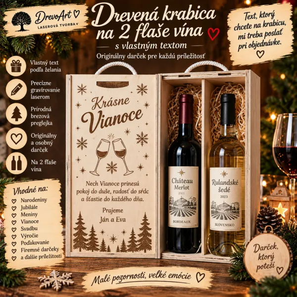 🍷 Drevená krabica na 2 fľaše