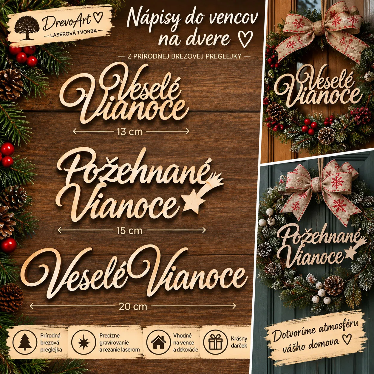 Drevené nápisy do vencov