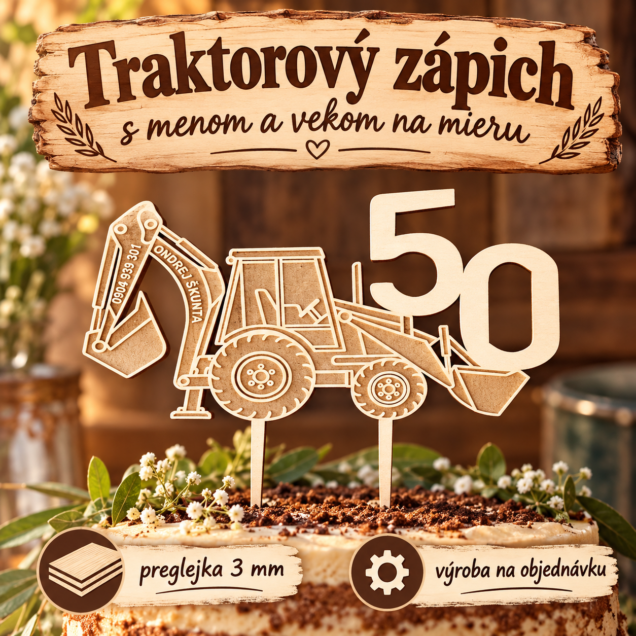Traktorový zápich na tortu