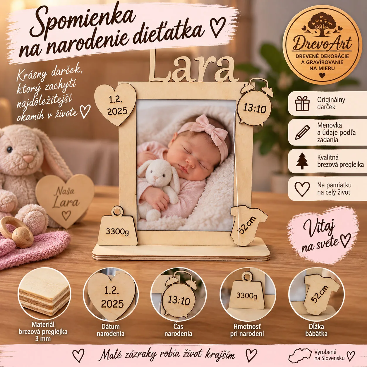 Drevený rámik spomienka