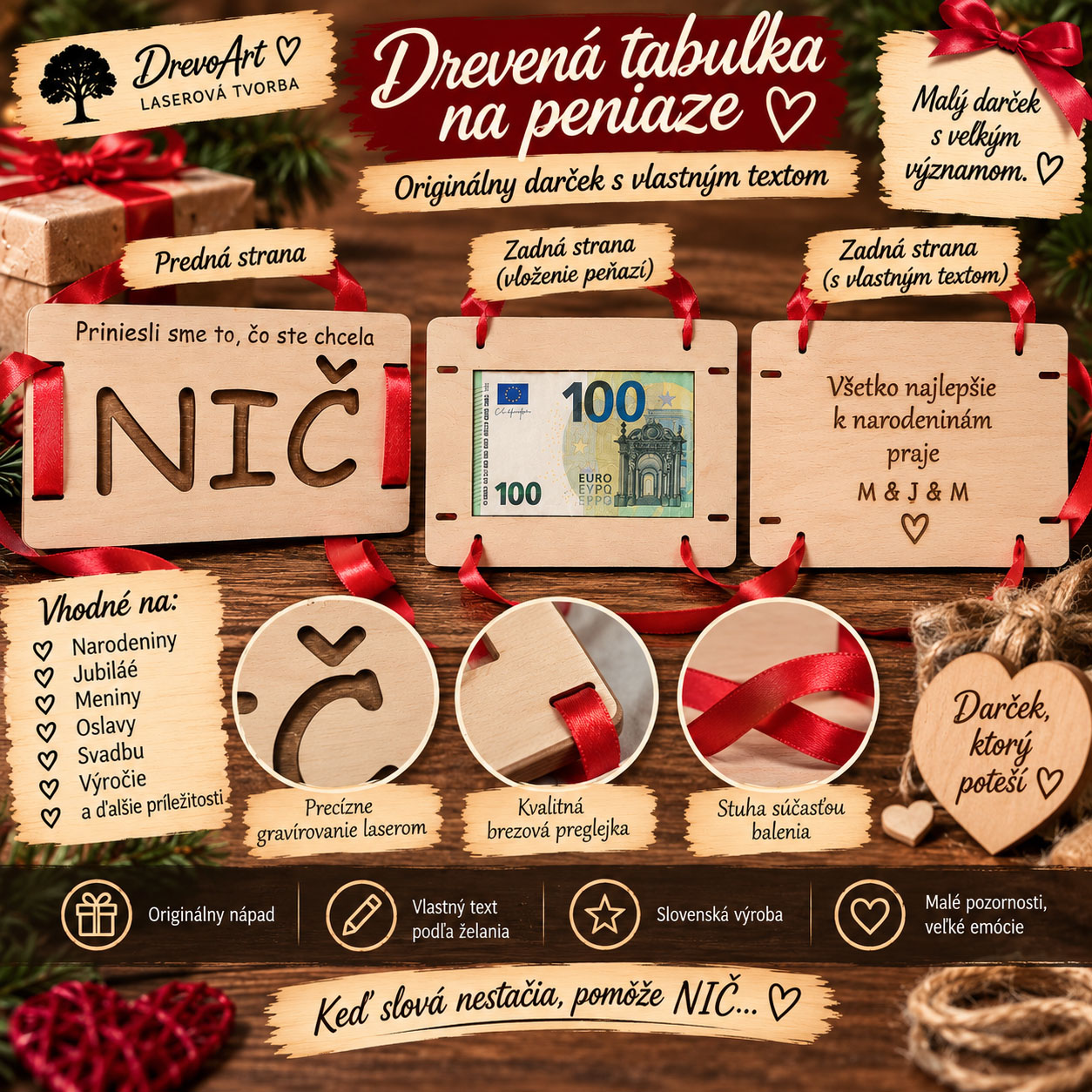 Drevená tabuľka  - NIČ