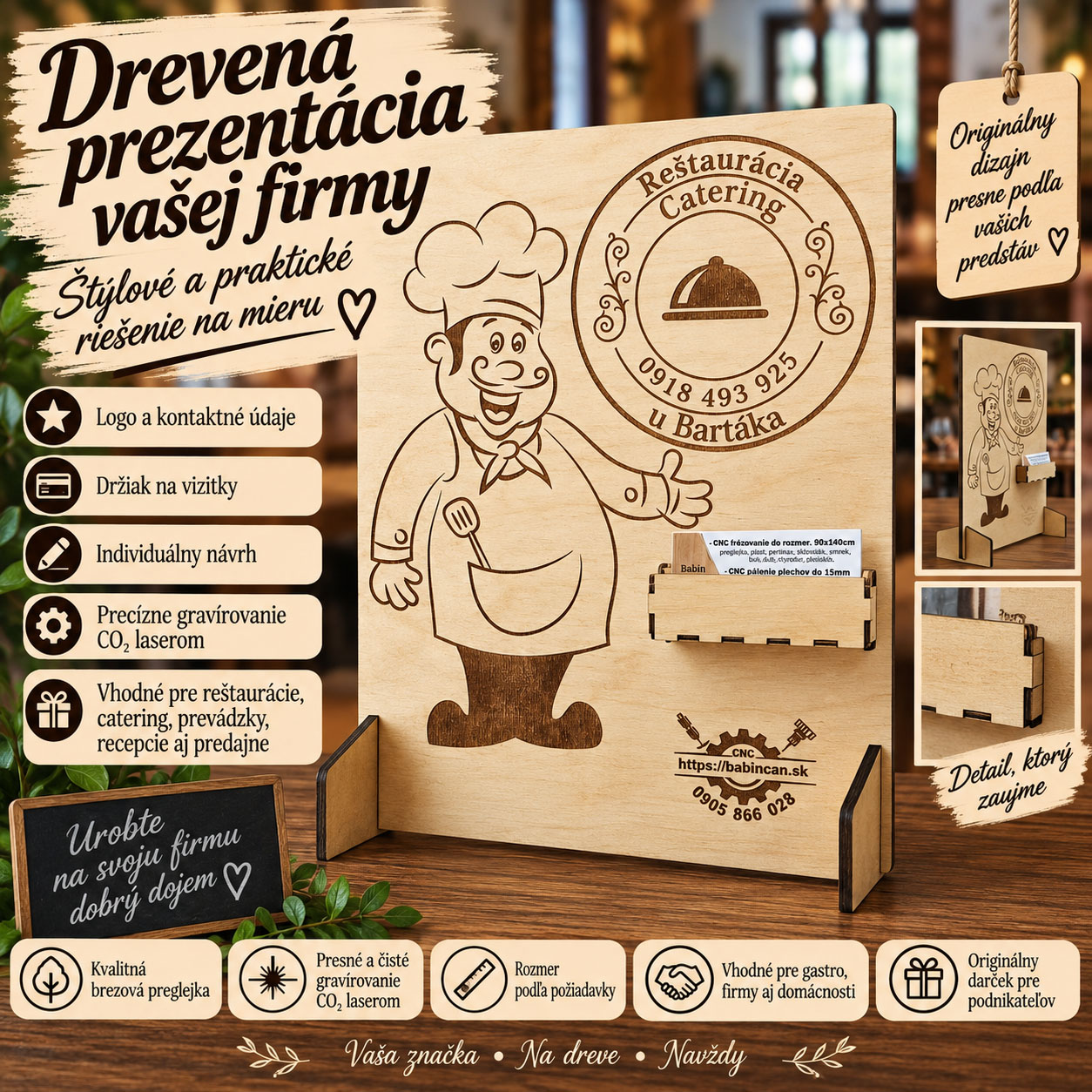 Drevená prezentačná tabuľa