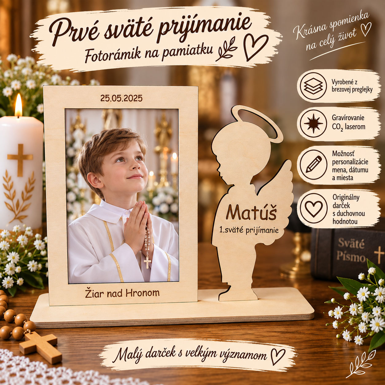 Drevený fotorámik 